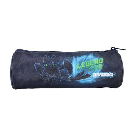 Dragons - trousse scolaire ronde - bleu - garçon - 1 compartiment zippé Bleu 4 - vertbaudet enfant 
