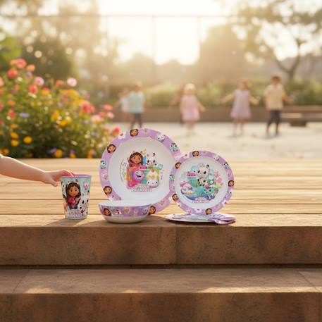 Set de vaisselle 5 pièces Blanc / violet / bleu 2 - vertbaudet enfant 