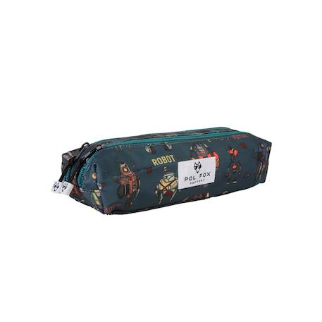 Trousse - compartiments garçon pol fox robot - maternelle - primaine - bleu avec motif robot Bleu 2 - vertbaudet enfant 
