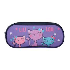 -Lili lou - trousse scolaire rectangulaire - violet - fille - 2 compartiments