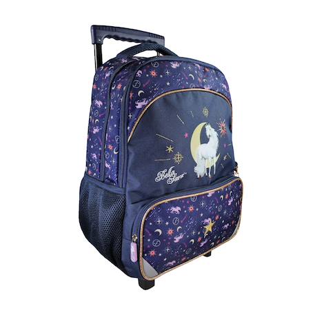 Bella sara - sac à dos - roulettes enfant - fille - bleu nuit - 2 compartiments Bleu 2 - vertbaudet enfant 