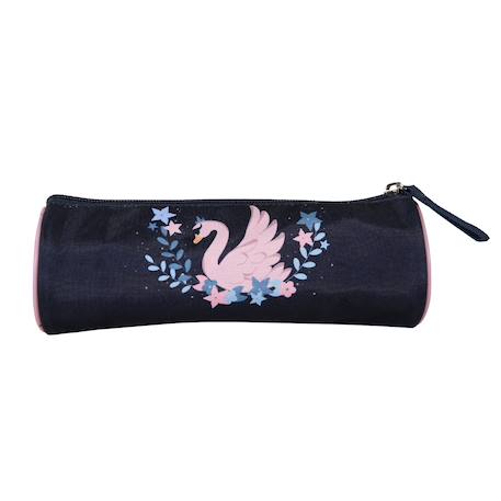 Phileas-trousse scolaire ronde cygne - bleu marine - rose - fille - 1 compartiment Bleu 4 - vertbaudet enfant 