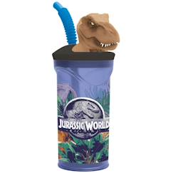 Puériculture-Gobelet plastique avec paille et décor 3d dinosaure jurassic world 360 ml
