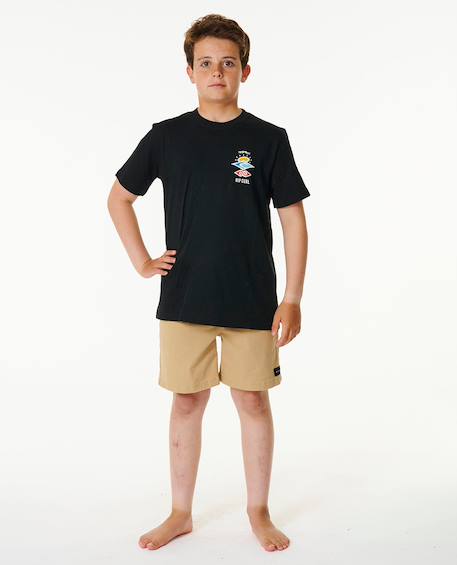T-shirt à manches courtes let's see the waves enfant Bleu tempête+Bleu vert+Noir 16 - vertbaudet enfant 