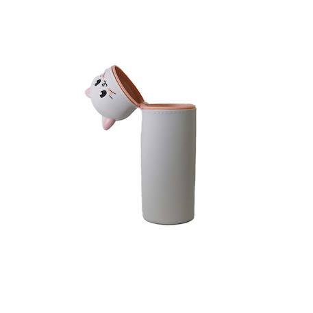 Trousse scolaire cylindrique chat - gris - fille - 1 compartiment Gris 2 - vertbaudet enfant 