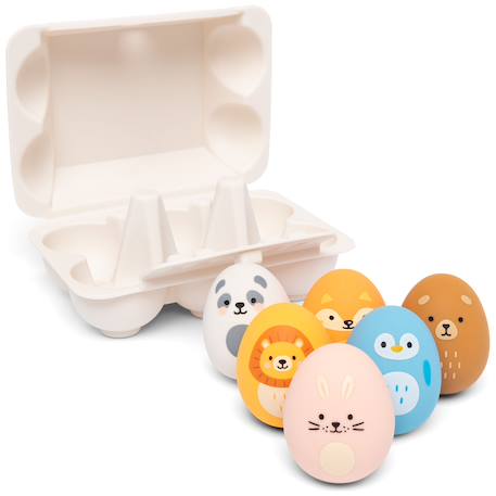 Hochets Boîte d'œufs (6 pièces) Beige, bleu, marron 2 - vertbaudet enfant 