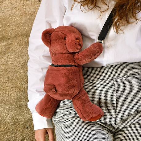 Sac bandoulière doudou ours terracotta (30 cm) Rouge 3 - vertbaudet enfant 