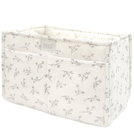 Panier de toilette bébé coton bio rangement change Ecru, vert 1 - vertbaudet enfant 