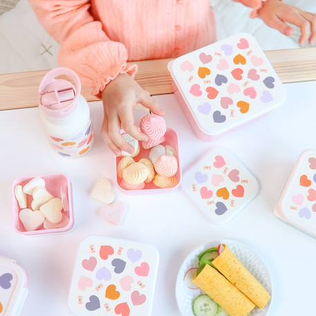 Lot de 4 boîtes à goûter cœurs Rose, orange, violet 5 - vertbaudet enfant 