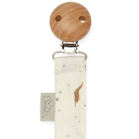Attache tétine bébé coton bio avec pince et anneau Bleu, marron, écru 2 - vertbaudet enfant 