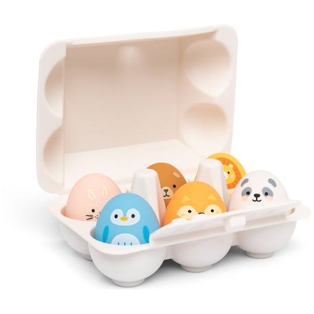 Hochets Boîte d'œufs (6 pièces) Beige, bleu, marron 1 - vertbaudet enfant 