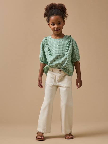 Blouse imprimée vichy fille Mini carreaux vert 4 - vertbaudet enfant 