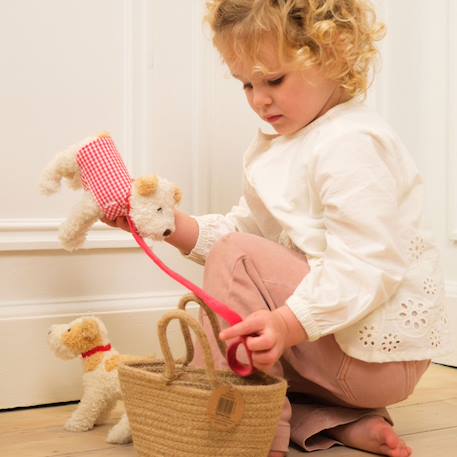 Peluche Elliot le chien avec manteau et laisse 21 x 18 cm Beige, rouge, blanc 4 - vertbaudet enfant 