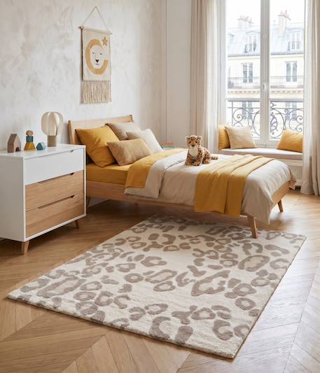 Tapis aux motifs léopard épais et confortable wilderness Beige sable 2 - vertbaudet enfant 
