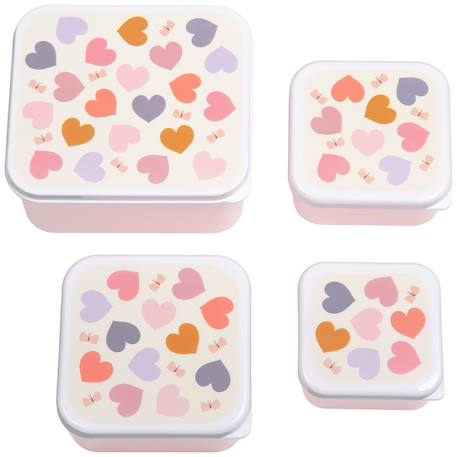 Lot de 4 boîtes à goûter cœurs Rose, orange, violet 2 - vertbaudet enfant 