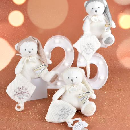 Peluche attache-sucette ours pantin argent (20 cm) Blanc 3 - vertbaudet enfant 