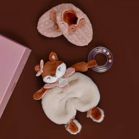 Coffret doudou et chaussons mina marron (0-6 mois) Marron, rose 3 - vertbaudet enfant 