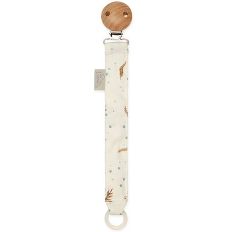 Attache tétine bébé coton bio avec pince et anneau Bleu, marron, écru 1 - vertbaudet enfant 
