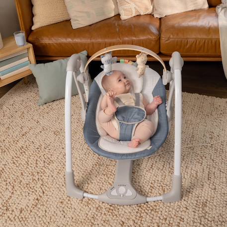 Balancelle pliable et électrique chambray Blanc, bleu 4 - vertbaudet enfant 