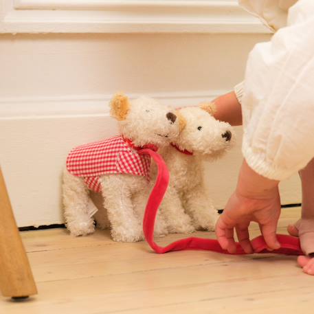 Peluche Elliot le chien avec manteau et laisse 21 x 18 cm Beige, rouge, blanc 5 - vertbaudet enfant 