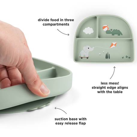 Assiette à compartiments ventouse playground Vert 2 - vertbaudet enfant 