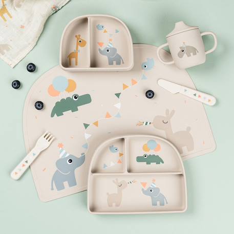 Assiette à compartiments ventouse playground Sable+Vert 3 - vertbaudet enfant 