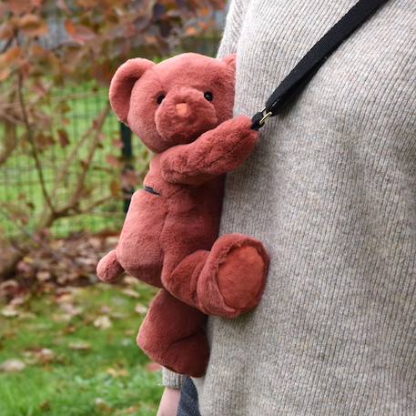 Sac bandoulière doudou ours terracotta (30 cm) Rouge 4 - vertbaudet enfant 