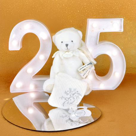 Peluche attache-sucette ours pantin argent (20 cm) Blanc 4 - vertbaudet enfant 