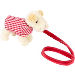 Jouet-Premier âge-Peluches-Peluche Elliot le chien avec manteau et laisse 21 x 18 cm