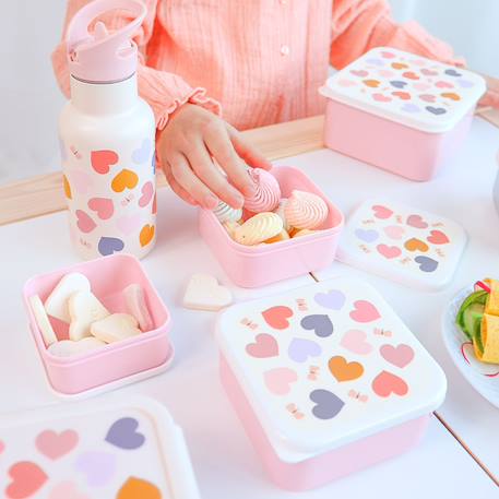 Lot de 4 boîtes à goûter cœurs Rose, orange, violet 4 - vertbaudet enfant 