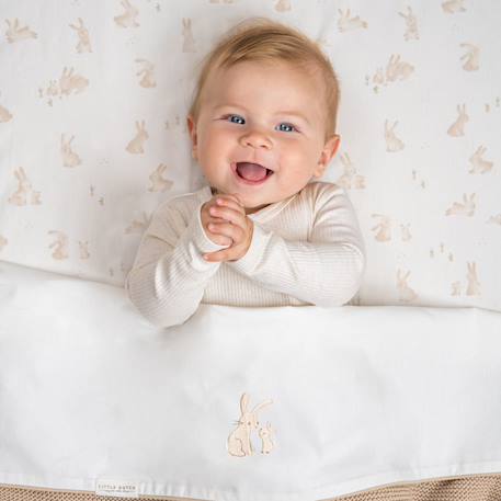 Drap-housse lit bébé baby bunny (60 x 120 cm) Ecru, marron, orange 3 - vertbaudet enfant 