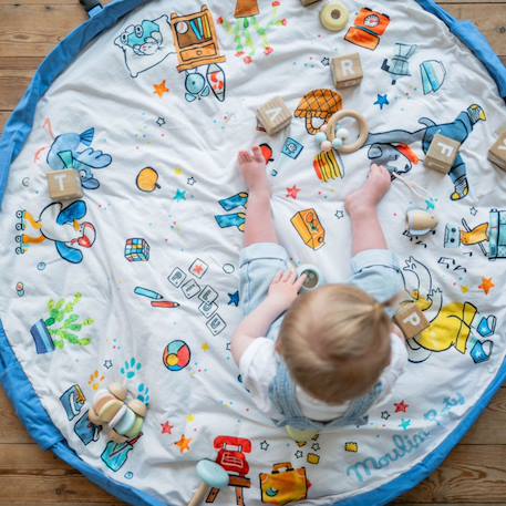 Tapis de jeu 2 en 1 noomad organic soft puce et pilou moulin roty Blanc, bleu, jaune 5 - vertbaudet enfant 