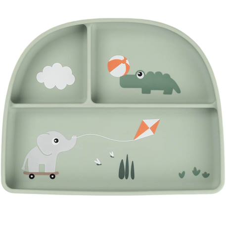 Assiette à compartiments ventouse playground Vert 1 - vertbaudet enfant 