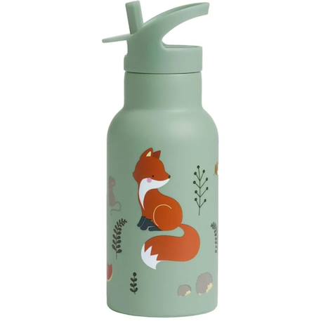 Gourde isotherme amis de la forêt Vert d'eau, orange, noir 2 - vertbaudet enfant 