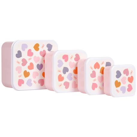 Lot de 4 boîtes à goûter cœurs Rose, orange, violet 1 - vertbaudet enfant 