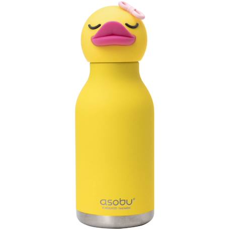 Gourde isotherme bestie canard (460 ml) Jaune, rose, noir 1 - vertbaudet enfant 