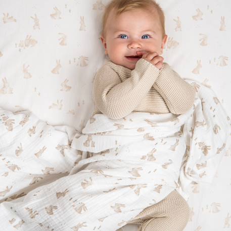 Drap-housse Baby Bunny 70 x 140/150 cm Ecru, marron, orange 3 - vertbaudet enfant 