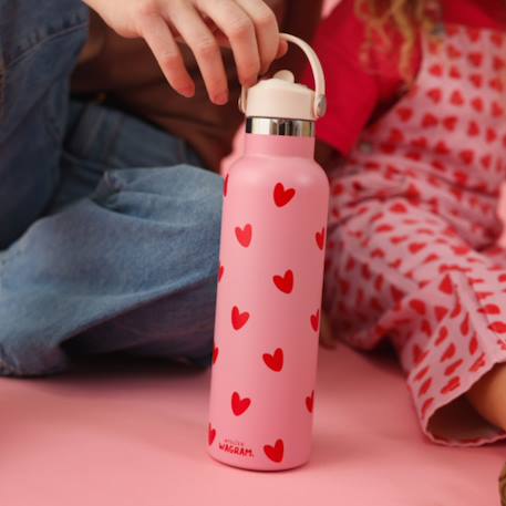 Gourde isotherme coeurs (600 ml) Rose, rouge 3 - vertbaudet enfant 