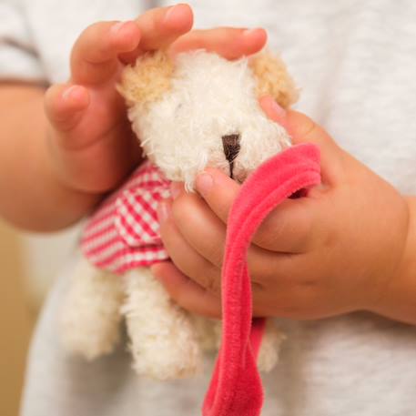 Peluche Elliot le chien avec manteau et laisse 21 x 18 cm Beige, rouge, blanc 6 - vertbaudet enfant 