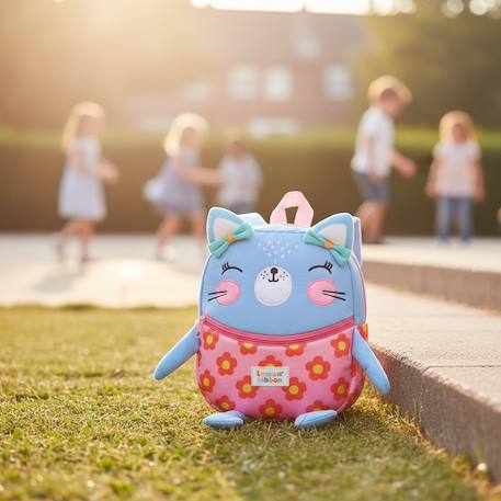Sac à dos maternelle en peluche Bleu ciel+Jaune+Jaune lion+Multicolore 2 - vertbaudet enfant 