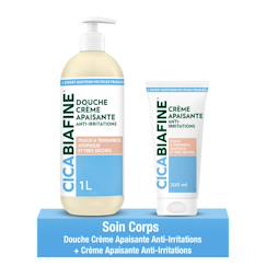Puériculture-Duo apaisant peaux très sèches – douche crème apaisante 1 l & crème apaisante 200 ml cica