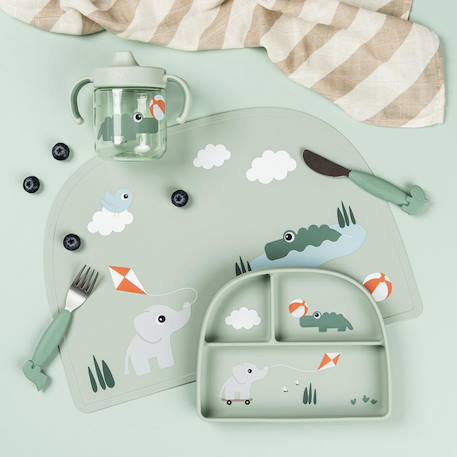 Assiette à compartiments ventouse playground Vert 3 - vertbaudet enfant 