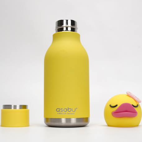 Gourde isotherme bestie canard (460 ml) Jaune, rose, noir 2 - vertbaudet enfant 