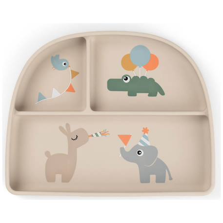 Assiette à compartiments ventouse playground Sable+Vert 1 - vertbaudet enfant 