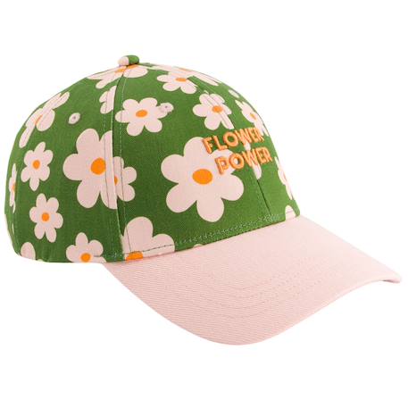 Casquette enfant flower power (3-6 ans) Vert, rose, jaune 1 - vertbaudet enfant 