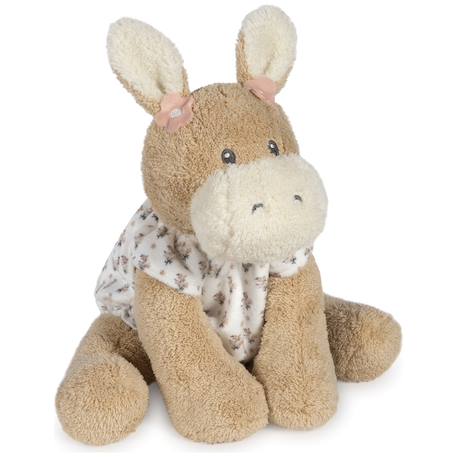 Âne en peluche botton fleurs Beige 1 - vertbaudet enfant 