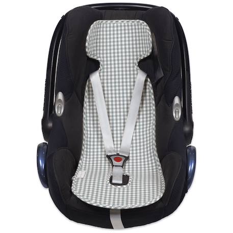 Assise pour siège-auto praliné vichy matcha Vert 1 - vertbaudet enfant 