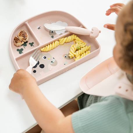 Assiette à compartiments ventouse tiny farm Bleu+Rose 7 - vertbaudet enfant 