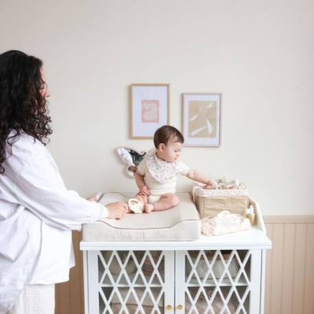 Organiseur couches bébé coton bio rangement change Rose, marron, écru 2 - vertbaudet enfant 