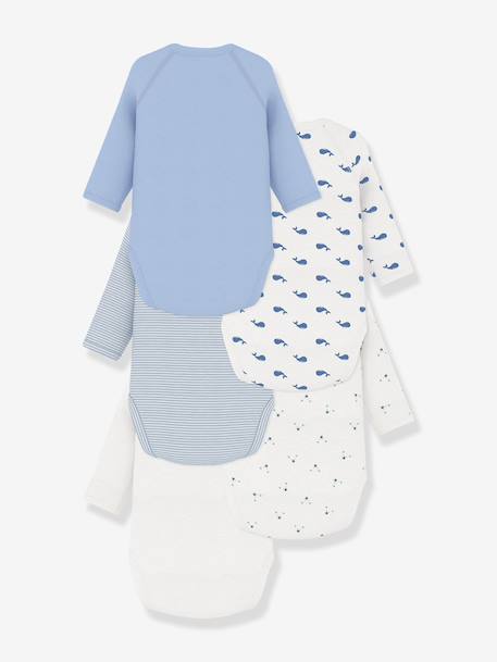 Lot 5 bodies croisés manches longues bleu 2 - vertbaudet enfant 